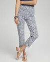 CHICO'S BRIGITTE REEF PRINT SLIM CROPPED PANTS IN SOFT SLATE SIZE 16/18 | CHICO'S