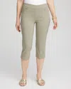 Chico's Brigitte Rivet Pull-on Capri Pants In Green In Green