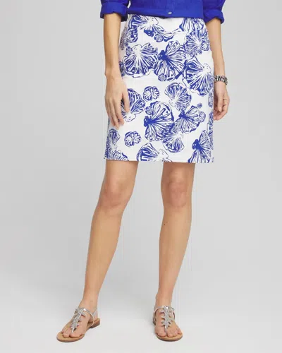 Chico's Brigitte Seashell Motif Pull-on Skirt In Blue