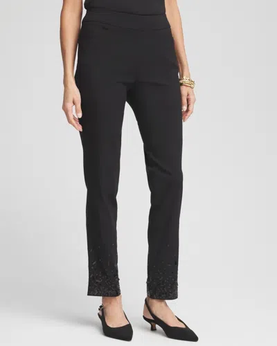 Chico's Brigitte Sequined Slim Ankle Pants In Black Size 6 |