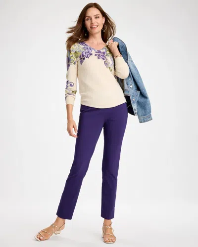 Chico's Brigitte Slim Button Hem Pants In Harvest Purple
