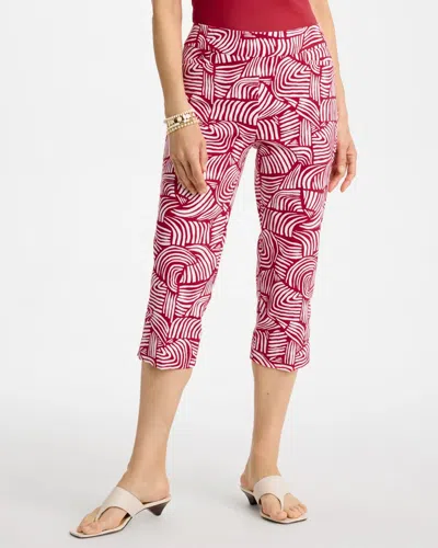Chico's Brigitte Slim Geo Pull-on Capri Pants In Cherry Lush
