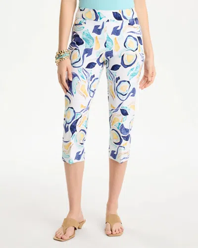 Chico's Brigitte Slim Handpainted Pull-on Capri In Blue