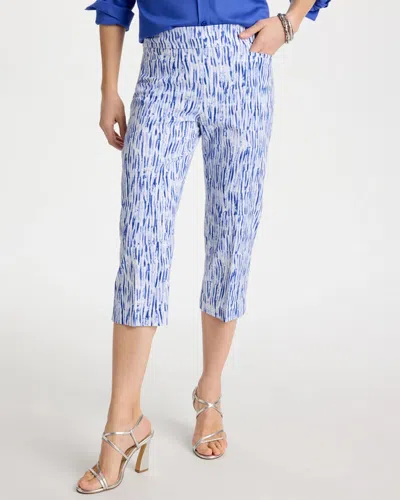 Chico's Brigitte Slim Infinite Lines Capri Pants In Amparo Blue