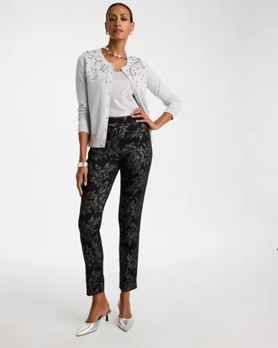Chico's Brigitte Slim Jacquard Shimmer Ankle Pants In Black