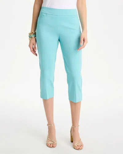 Chico's Brigitte Slim Rivet Pull-on Capri Pants In Bondi Blue