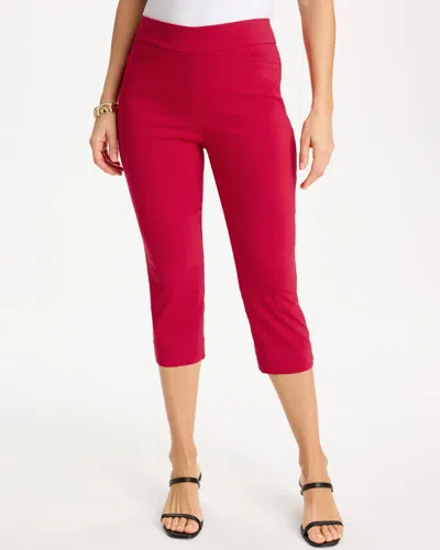 Chico's Brigitte Slim Rivet Pull-on Capri Pants In Cherry Lush In Red