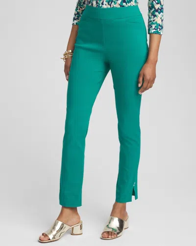 Chico's Brigitte Rivet Slit Ankle Pants In Jade Garden Size 6 |
