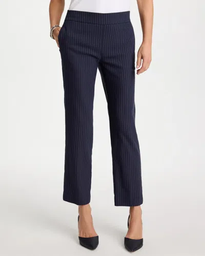 Chico's Brigitte Straight Pinstripe Cropped Pants In Blue