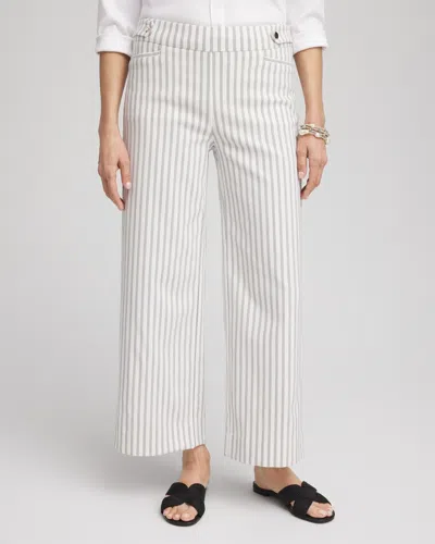 Chico's Brigitte™ Striped Wide-leg Cropped Pants In White Size 18 |  In Alabaster