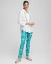 Chico's Brigitte Tropical Slim Leg Pants In Blue In Green