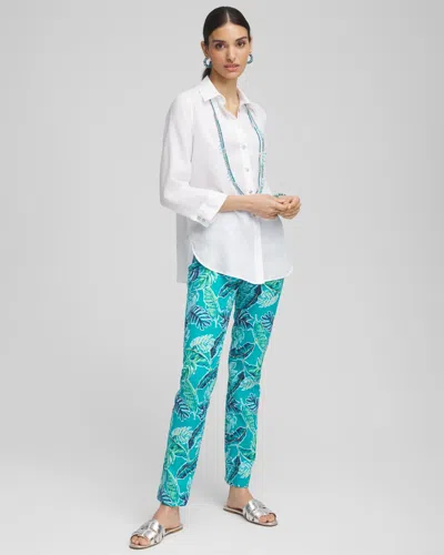 Chico's Brigitte Tropical Slim Leg Pants In Blue In Green