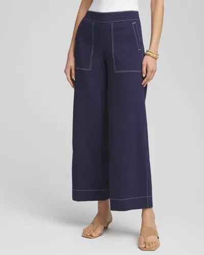 Chico's Brigitte Utility Wide-leg Cropped Pants In Blue