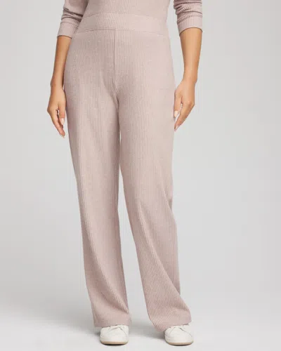 Chico's Brushed Ribbed Pants In Light Taupe Heather