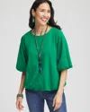Chico's Bubble Hem Pleated Cotton Top In Ivy League Size 8/10 |  In Ivy League