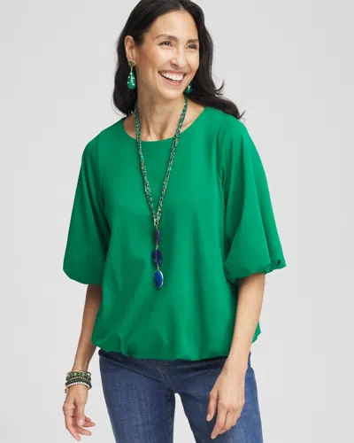 Chico's Bubble Hem Pleated Cotton Top In Ivy League Size 8/10 |