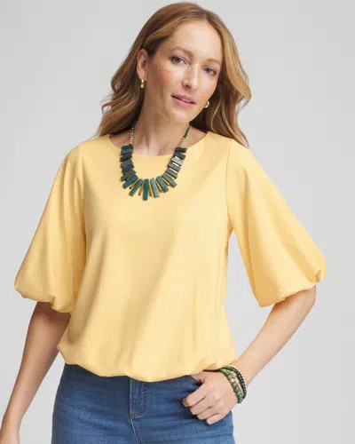 Chico's Bubble Hem Pleated Cotton Top In Yellow Size 16/18 |  In Golden Haze