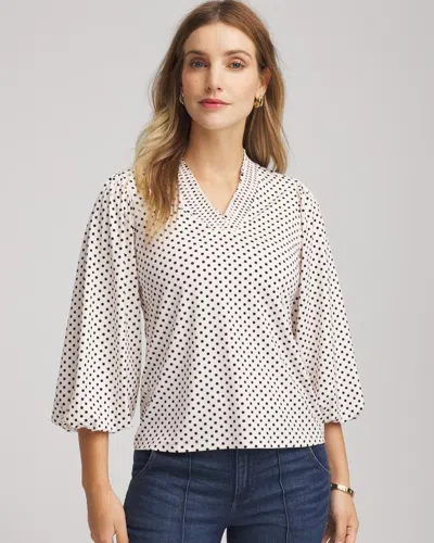 Chico's Bubble-sleeve Smocked Top In Cream