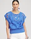 Chico's Burnout Banded-hem Top In Blue Size 20/22 |  In Blue Pearl