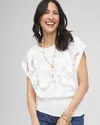 Chico's Burnout Banded-hem Top In White Size 20/22 |  In Alabaster