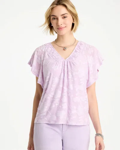 Chico's Burnout Floral Tee In Orchid Mist In Pink