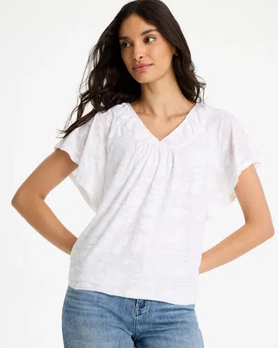 Chico's Burnout Floral Tee In White