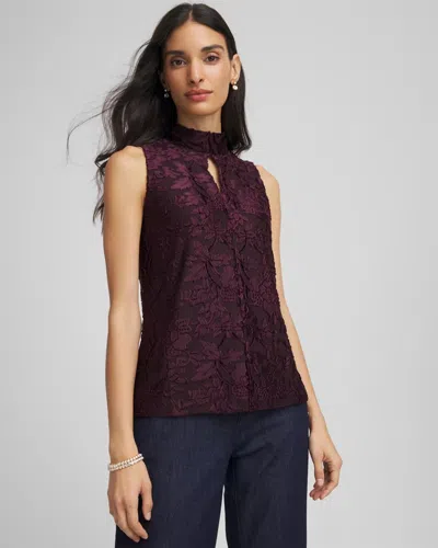 Chico's Burnout Mockneck Tank In Night Bloom In Purple