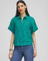 Chico's Burnout Short Sleeve Shirt In Jade Garden Size 10 |  In Jade Garden