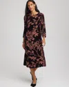Chico's Burnout Velvet Midi Dress In Night Bloom In Multi