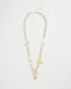 Chico's Butterfly & Pearls Pendant Charm Necklace |  In Mixed Metals