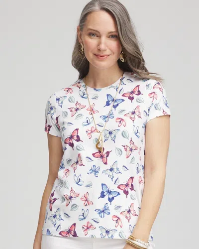 Chico's Butterfly Perfect Tee In White Size 20/22 |  In Alabaster
