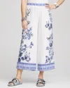 Chico's Butterfly Pull-on Linen Cropped Pants In White Size 20/22 |  In Alabaster