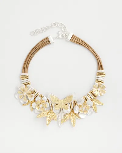 Chico's Butterfly Statement Bib Necklace |  In Mixed Metals