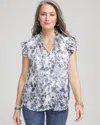 Chico's Butterfly Ruffle Collar Blouse In Blue Size 20/22 |  In Pale Turq Blue