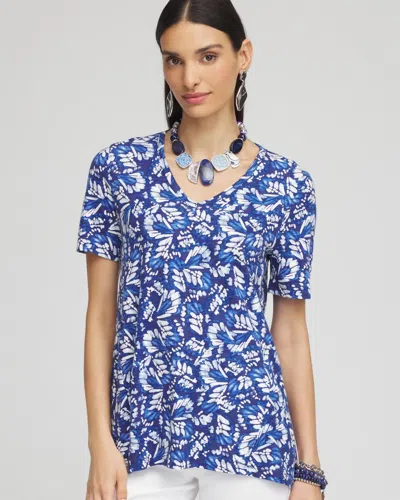 Chico's Butterfly V-neck Tee In Blue Size 20/22 |  In Blue Casa