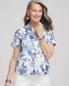 Chico's Butterfly Voile Short Sleeve Shirt In Lush Iris Size 20/22 |  In Lush Iris