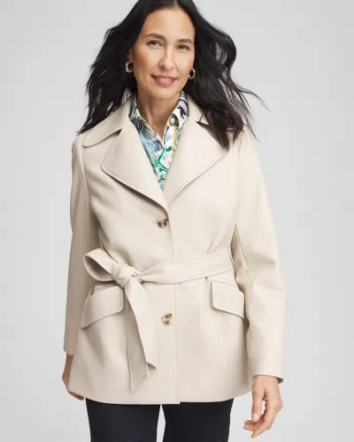 Chico's Buttery-soft Faux Leather Trench Coat In Tan Size Xl |  In Neutral