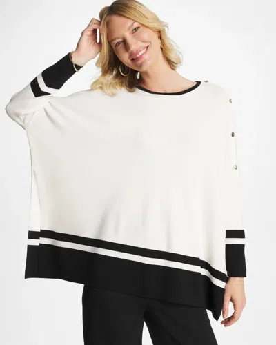 Chico's Button Detail Poncho In White