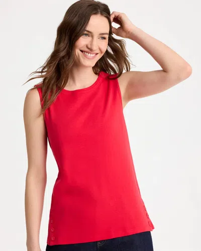 Chico's Button Detail Tank In Cherry Lush In Red