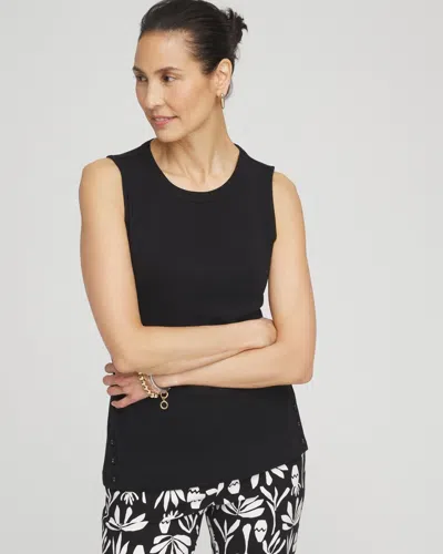 Chico's Button Detail Tank Top In Black Size 0/2 |
