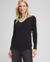 Chico's Button Detail V-neck Pullover Sweater In Black Size 12/14 |  In Black
