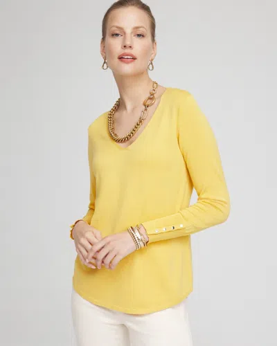 Chico's Button Detail V-neck Pullover Sweater In Semolina Size 20/22 |
