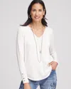 Chico's Button Detail V-neck Pullover Sweater In White Size 20/22 |  In Ecru