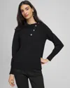 Chico's Button Envelope Neck Sweater In Black In Black