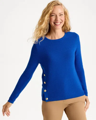 Chico's Button-detail Pullover Sweater In Planetary Blue