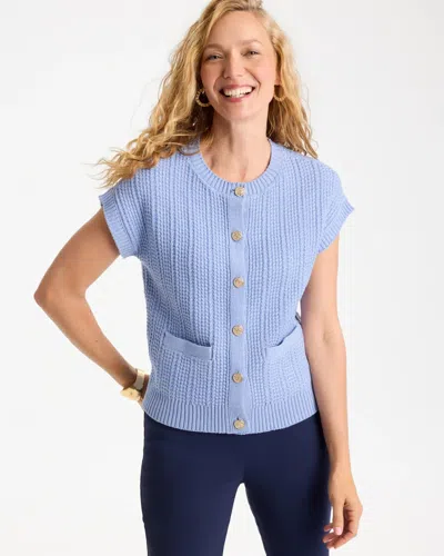 Chico's Button-up Sweater Vest In Blue