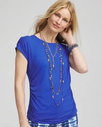 Chico's Cap Sleeve Dolman Tee In Blue