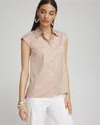 Chico's ™ Cap Sleeve Polo Top In Neutral Size 18 |  Black Label In Cafe Au Lait
