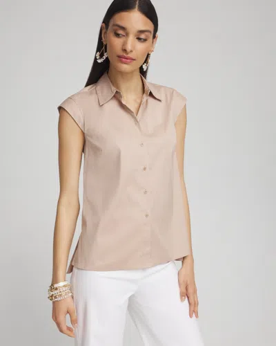 Chico's ™ Cap Sleeve Polo Top In Neutral Size 18 |  Black Label In Cafe Au Lait