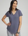 CHICO'S CAP SLEEVE V-NECK TEE IN SOFT SLATE SIZE 20/22 | CHICO'S